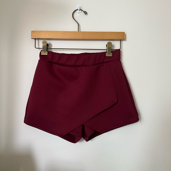 Burgundy Wine Red Mini Skort Midrise - Picture 7 of 10